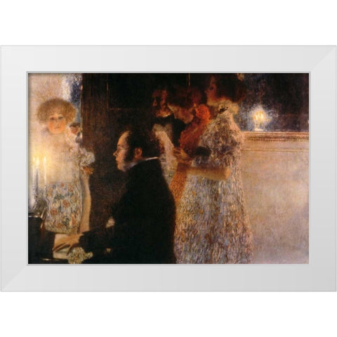 Schubert At The Piano 1899 White Modern Wood Framed Art Print by Klimt, Gustav