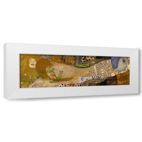 Sea Serpents I White Modern Wood Framed Art Print by Klimt, Gustav