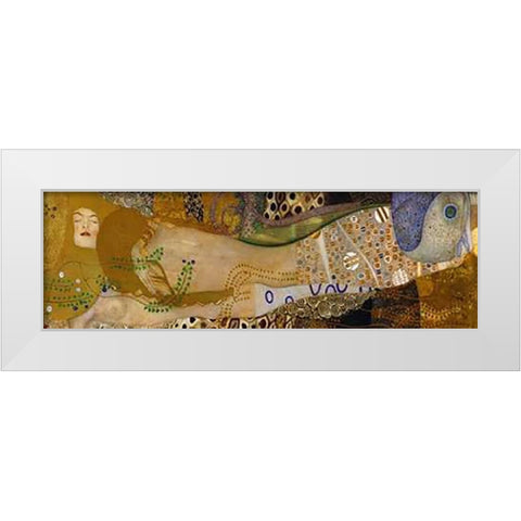 Sea Serpents I White Modern Wood Framed Art Print by Klimt, Gustav