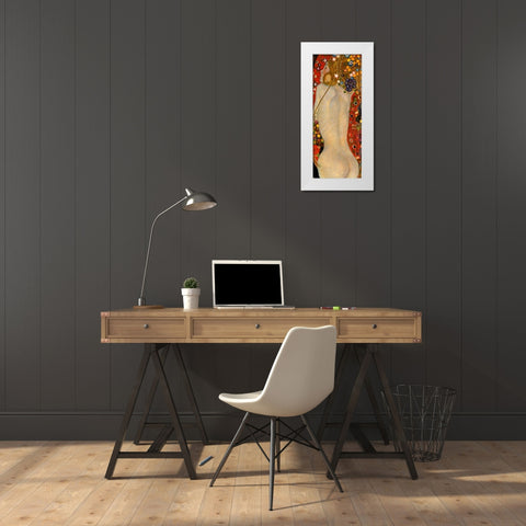 Sea Serpents IV White Modern Wood Framed Art Print by Klimt, Gustav