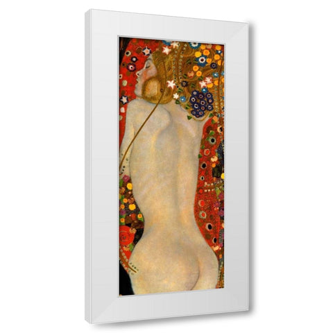 Sea Serpents IV White Modern Wood Framed Art Print by Klimt, Gustav