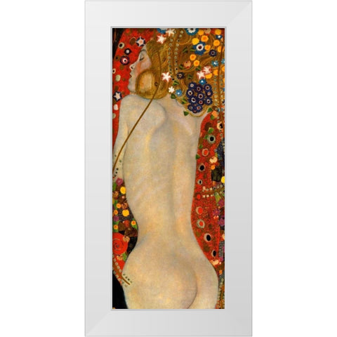 Sea Serpents IV White Modern Wood Framed Art Print by Klimt, Gustav