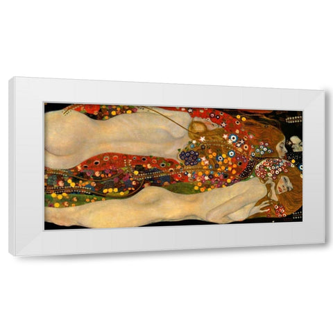 Sea Serpents V White Modern Wood Framed Art Print by Klimt, Gustav