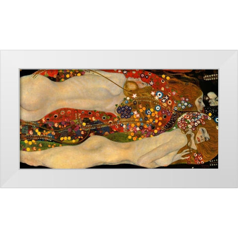Sea Serpents V White Modern Wood Framed Art Print by Klimt, Gustav