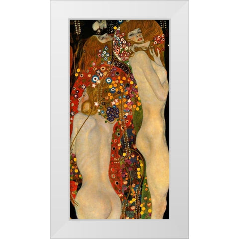 Sea Serpents VI White Modern Wood Framed Art Print by Klimt, Gustav