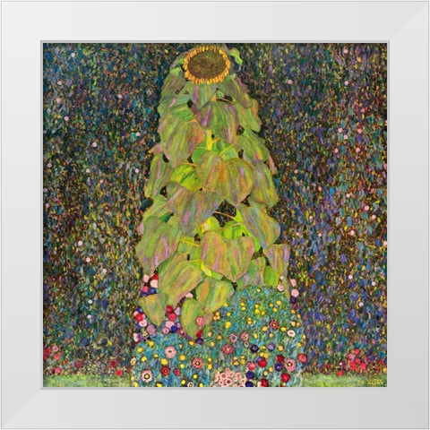 Sunflower White Modern Wood Framed Art Print by Klimt, Gustav