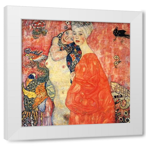 The Girlfriends 1917 White Modern Wood Framed Art Print by Klimt, Gustav