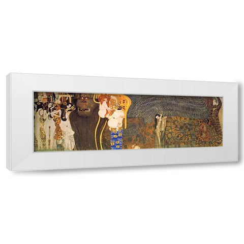 The Hostile Powers (From The Beethoven Frieze) 1902 White Modern Wood Framed Art Print by Klimt, Gustav