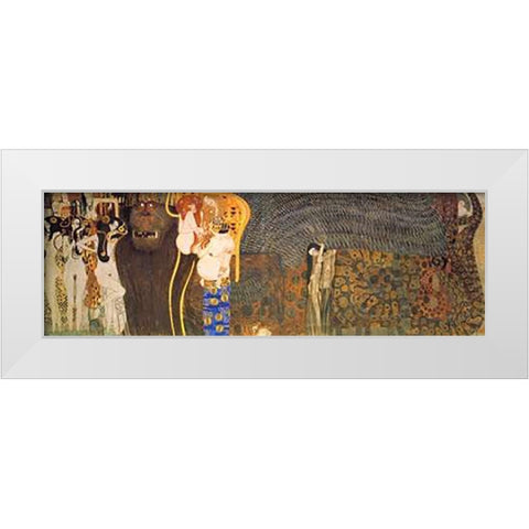 The Hostile Powers (From The Beethoven Frieze) 1902 White Modern Wood Framed Art Print by Klimt, Gustav