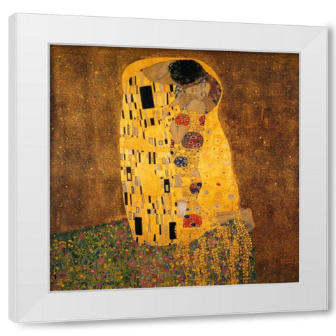 The Kiss White Modern Wood Framed Art Print by Klimt, Gustav
