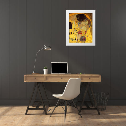 The Kiss - detail 2 White Modern Wood Framed Art Print by Klimt, Gustav
