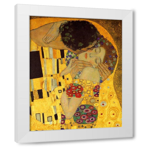 The Kiss - detail 2 White Modern Wood Framed Art Print by Klimt, Gustav