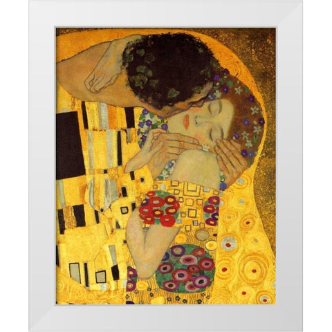 The Kiss - detail 2 White Modern Wood Framed Art Print by Klimt, Gustav