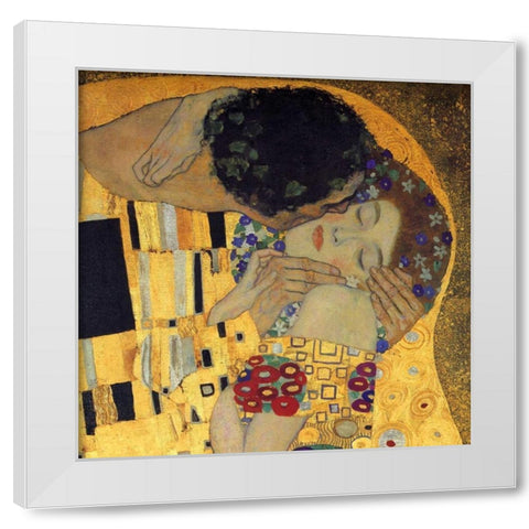 The Kiss - detail 3 White Modern Wood Framed Art Print by Klimt, Gustav