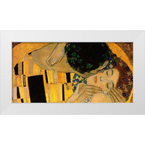 The Kiss - detail 4 White Modern Wood Framed Art Print by Klimt, Gustav