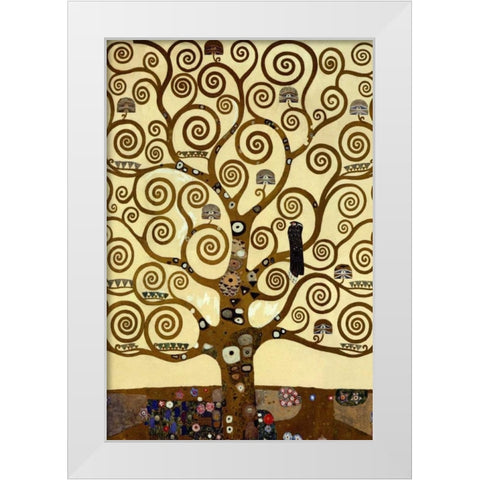 The Tree Of Life White Modern Wood Framed Art Print by Klimt, Gustav