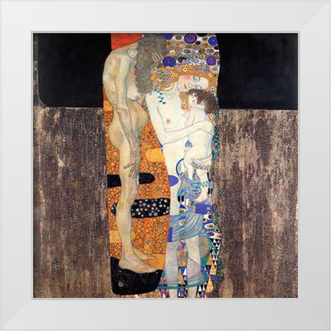 Three Ages Of Woman 1905 White Modern Wood Framed Art Print by Klimt, Gustav