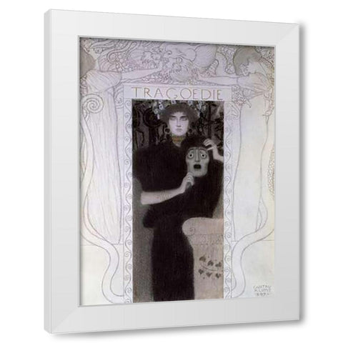 Tragedy 1897 White Modern Wood Framed Art Print by Klimt, Gustav