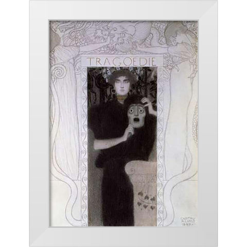 Tragedy 1897 White Modern Wood Framed Art Print by Klimt, Gustav