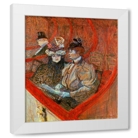 A Box At The Theater White Modern Wood Framed Art Print by Toulouse-Lautrec, Henri