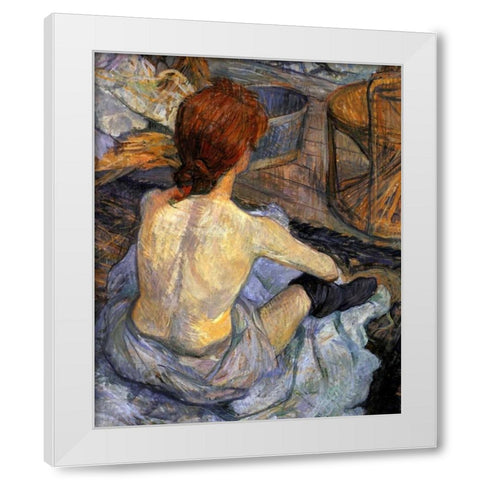 Detail La Toilette White Modern Wood Framed Art Print by Toulouse-Lautrec, Henri