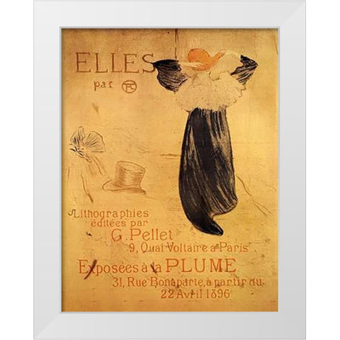 Elles White Modern Wood Framed Art Print by Toulouse-Lautrec, Henri