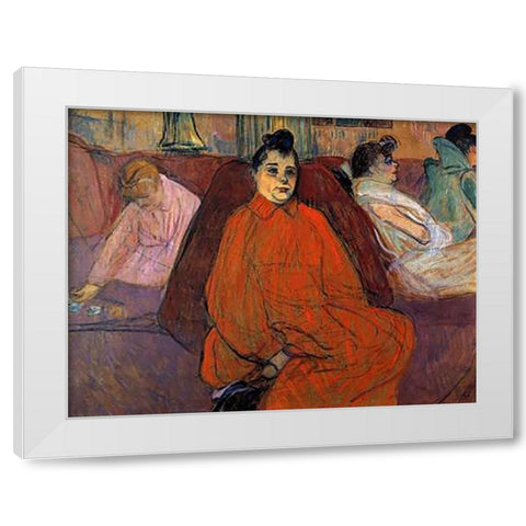 In The Salon The Sofa White Modern Wood Framed Art Print by Toulouse-Lautrec, Henri