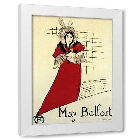 May Belfort White Modern Wood Framed Art Print by Toulouse-Lautrec, Henri
