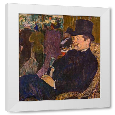 M Delaporte At The Jardin De Paris White Modern Wood Framed Art Print by Toulouse-Lautrec, Henri
