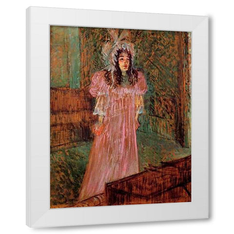 Miss May Belfort 2 White Modern Wood Framed Art Print by Toulouse-Lautrec, Henri