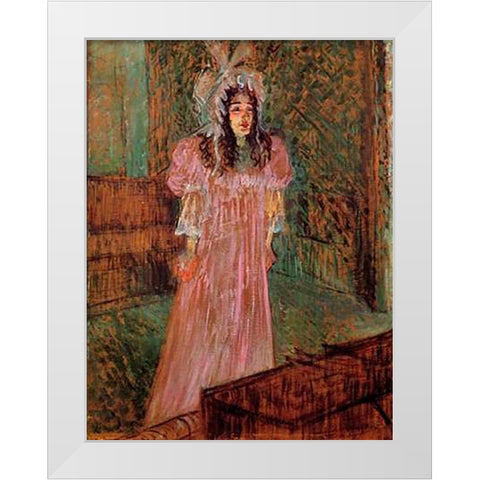 Miss May Belfort 2 White Modern Wood Framed Art Print by Toulouse-Lautrec, Henri