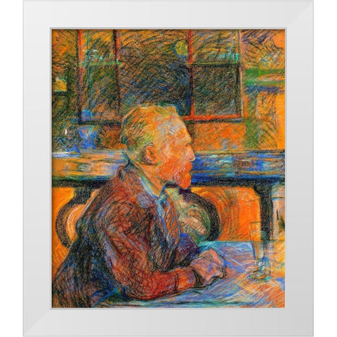 Portrait Of Vincent Van Gogh White Modern Wood Framed Art Print by Toulouse-Lautrec, Henri