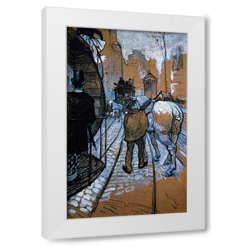 The Trace Horse Of The Omnibus Company White Modern Wood Framed Art Print by Toulouse-Lautrec, Henri
