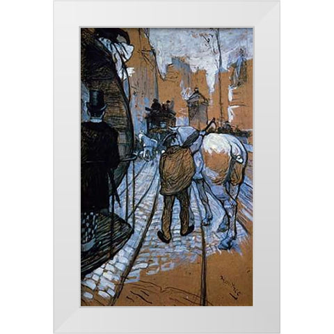 The Trace Horse Of The Omnibus Company White Modern Wood Framed Art Print by Toulouse-Lautrec, Henri