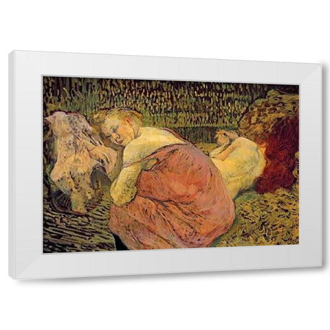 Women Resting White Modern Wood Framed Art Print by Toulouse-Lautrec, Henri