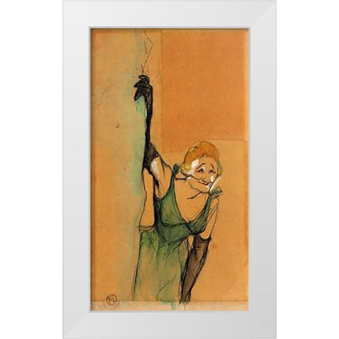Yvette Guilbert Taking A Bow White Modern Wood Framed Art Print by Toulouse-Lautrec, Henri