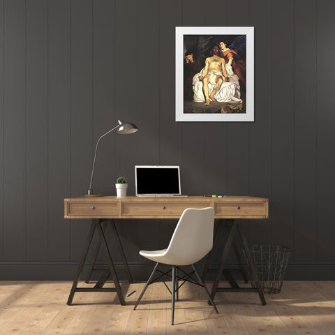 The Dead Museumist with Angels White Modern Wood Framed Art Print by Manet, Edouard