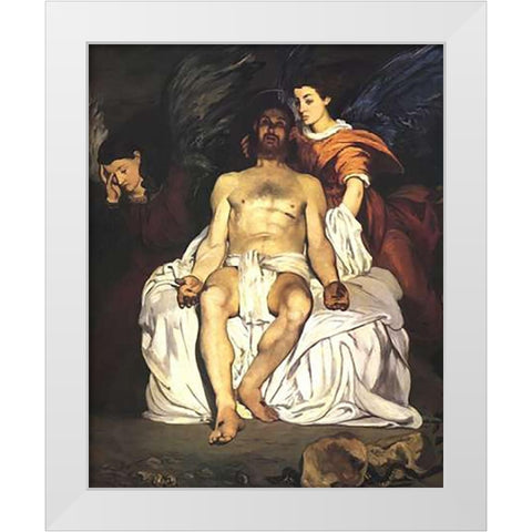 The Dead Museumist with Angels White Modern Wood Framed Art Print by Manet, Edouard