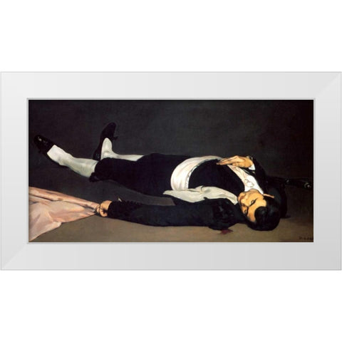 The Dead Toreador White Modern Wood Framed Art Print by Manet, Edouard