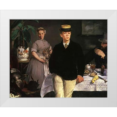 The Luncheon, 1868 White Modern Wood Framed Art Print by Manet, Edouard