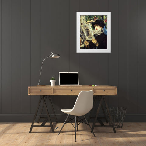 Woman Reading White Modern Wood Framed Art Print by Manet, Edouard