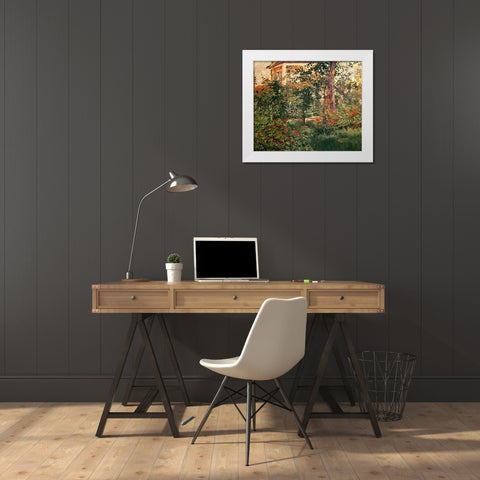 The Bellevue Garden White Modern Wood Framed Art Print by Manet, Edouard