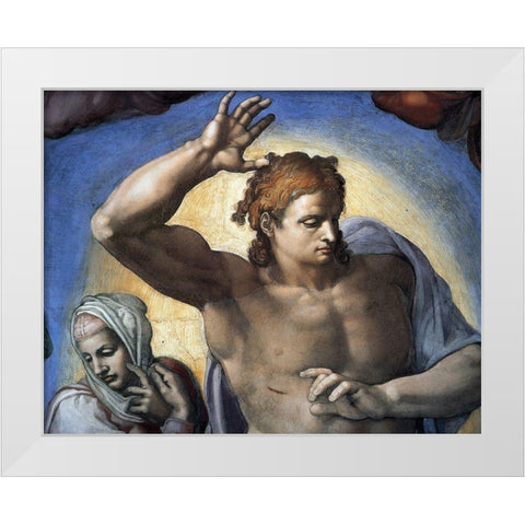 Christ-3 White Modern Wood Framed Art Print by Michelangelo