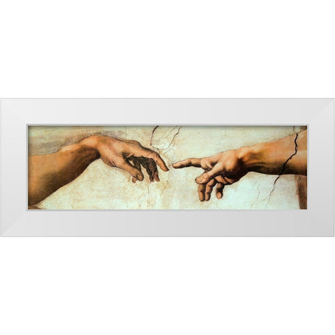 Creation Of Adam (Detail 2) White Modern Wood Framed Art Print by Michelangelo