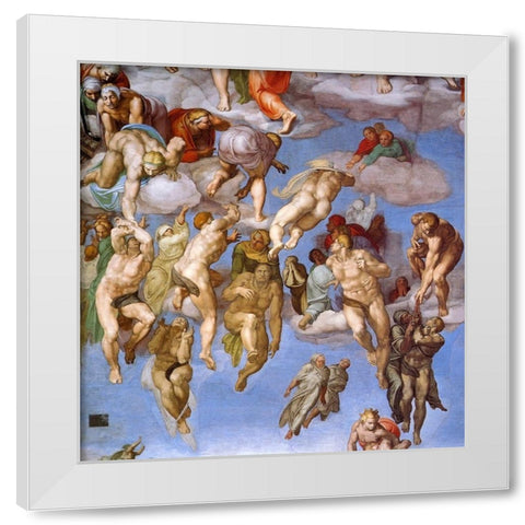 Detail From The Last Judgement 11 White Modern Wood Framed Art Print by Michelangelo