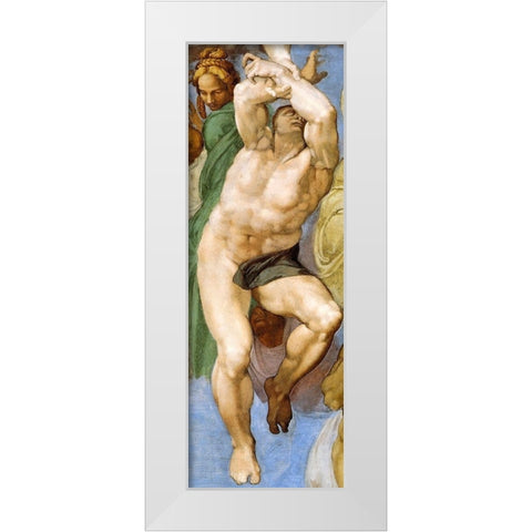 Detail From The Last Judgement 12 White Modern Wood Framed Art Print by Michelangelo