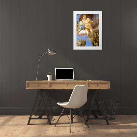 Detail From The Last Judgement 14 White Modern Wood Framed Art Print by Michelangelo