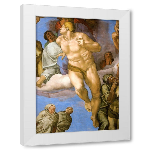 Detail From The Last Judgement 14 White Modern Wood Framed Art Print by Michelangelo