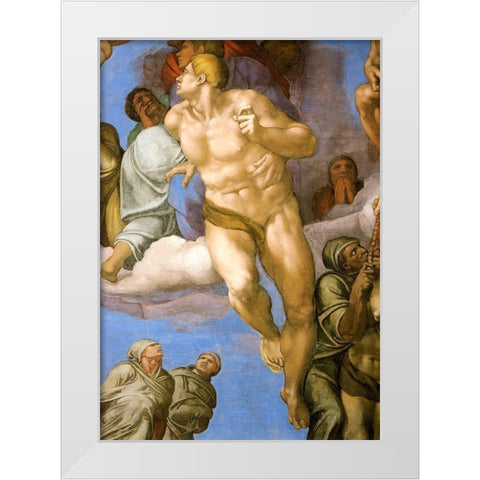 Detail From The Last Judgement 14 White Modern Wood Framed Art Print by Michelangelo