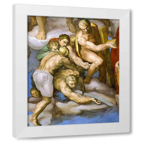 Detail From The Last Judgement 16 White Modern Wood Framed Art Print by Michelangelo